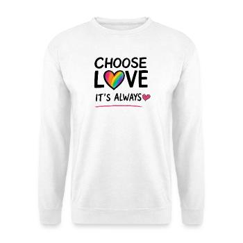 ICH WÄHLE LIEBE - Unisex Pullover - Weiß - Vorne - Alina (178cm) & Michal (187cm)