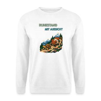 Ruhestand mit Aussicht - Unisex Pullover - Weiß - Vorne - Alina (178cm) & Michal (187cm)