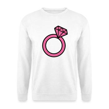 Pinker Diamantring Icon - Unisex Pullover - Weiß - Vorne - Alina (178cm) & Michal (187cm)