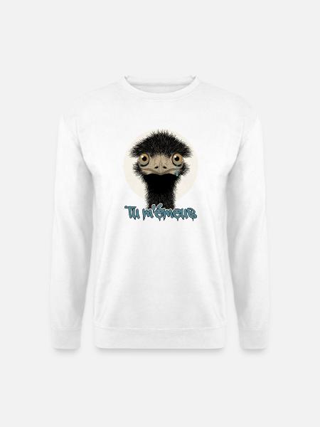 TU M'ÉMUS (Vogel, Emotion) - Unisex Pullover - Weiß