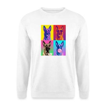 Hunde Belgian Malinois Hund - Unisex Pullover - Weiß - Vorne - Alina (178cm) & Michal (187cm)