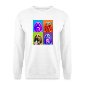 Hunde Bluthund Hund - Unisex Pullover - Weiß - Vorne - Alina (178cm) & Michal (187cm)
