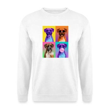 Hunde Boxer Hund - Unisex Pullover - Weiß - Vorne - Alina (178cm) & Michal (187cm)