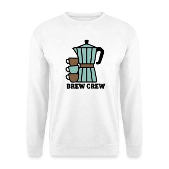 Brew Crew Mokkakanne Logo - Unisex Pullover - Weiß - Vorne - Alina (178cm) & Michal (187cm)