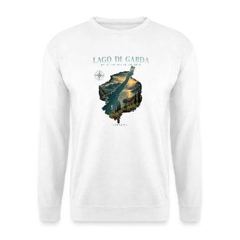 Gardasee Lago di Garda Italien Reise See Retro - Unisex Pullover - Weiß - Vorne - Alina (178cm) & Michal (187cm)