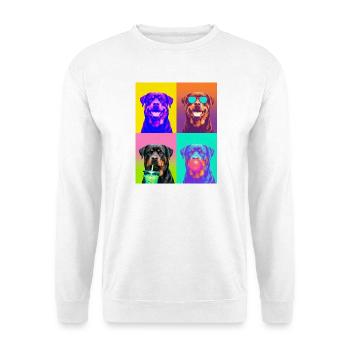 Hunde Rottweiler Hund - Unisex Pullover - Weiß - Vorne - Alina (178cm) & Michal (187cm)