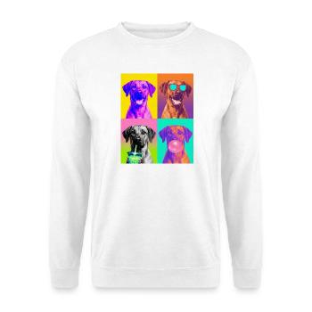 Hunde Rhodesian Ridgeback Hund - Unisex Pullover - Weiß - Vorne - Alina (178cm) & Michal (187cm)