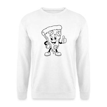 Retro Pizza - Unisex Pullover - Weiß - Vorne - Alina (178cm) & Michal (187cm)