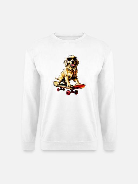 Golden Retriever Skater - Unisex Pullover - Weiß