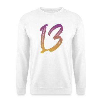 13 - Unisex Pullover - Weiß - Vorne - Alina (178cm) & Michal (187cm)