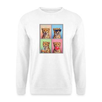Geparde Gepard - Unisex Pullover - Weiß - Vorne - Alina (178cm) & Michal (187cm)