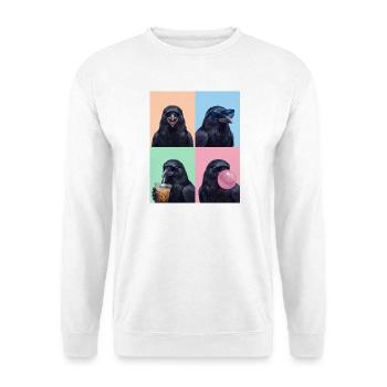 Krähen Krähe - Unisex Pullover - Weiß - Vorne - Alina (178cm) & Michal (187cm)