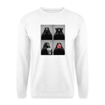 Krähen Krähe - Unisex Pullover - Weiß - Vorne - Alina (178cm) & Michal (187cm)