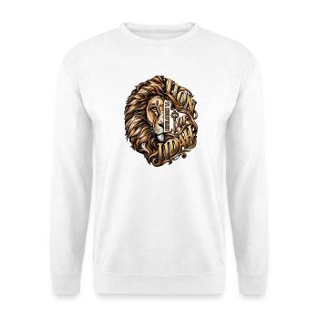 Lion of Judah Jesus Christliches Motiv Offenbarung - Unisex Pullover - Weiß - Vorne - Alina (178cm) & Michal (187cm)