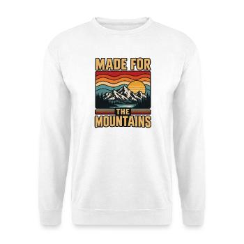 Retro Sunset Mountains Naturliebhaber-Outdoor-Wanderung - Unisex Pullover - Weiß - Vorne - Alina (178cm) & Michal (187cm)