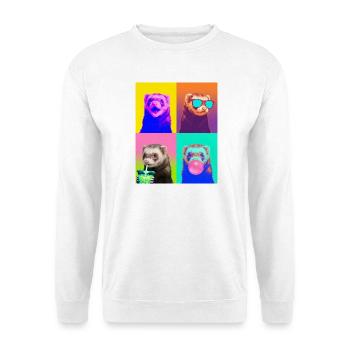 Ferret Frettchen - Unisex Pullover - Weiß - Vorne - Alina (178cm) & Michal (187cm)