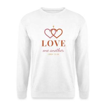 Love One Another – John 13:34 Christian - Unisex Pullover - Weiß - Vorne - Alina (178cm) & Michal (187cm)