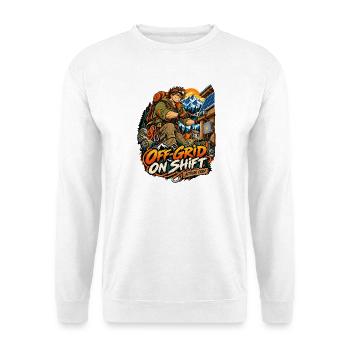Berge, Camping und Abenteuer × Berufe und... - Unisex Pullover - Weiß - Vorne - Alina (178cm) & Michal (187cm)