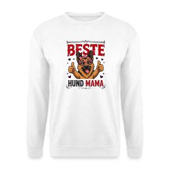 Beste Hund Mama Deutscher Schäferhund Geschenk - Unisex Pullover - Weiß - Vorne - Alina (178cm) & Michal (187cm)