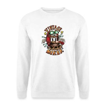 Vintage-Biker - Unisex Pullover - Weiß - Vorne - Alina (178cm) & Michal (187cm)