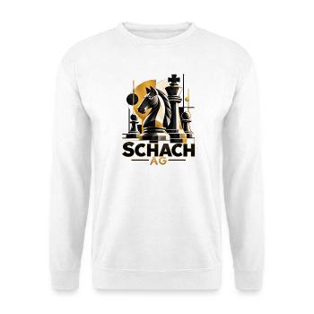 Schach AG - Schach Schule Motiv modern - Unisex Pullover - Weiß - Vorne - Alina (178cm) & Michal (187cm)