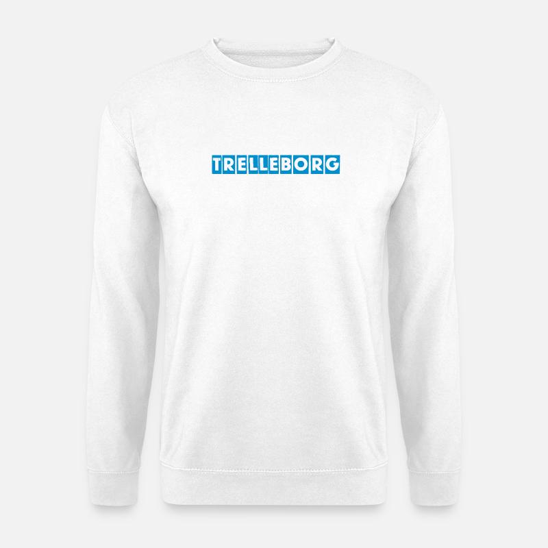 Trelleborg – Blaues Textdesign - Unisex Pullover - Weiß