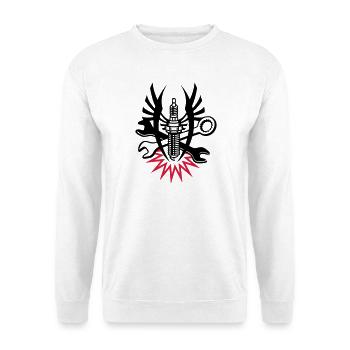 A spark plug with two wrenches - Unisex Sweatshirt - white - Front