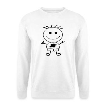 Strichmännchen-Junge - Unisex Pullover - Weiß - Vorne - Alina (178cm) & Michal (187cm)
