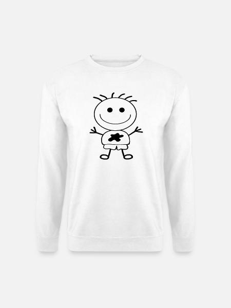 Strichmännchen-Junge - Unisex Pullover - Weiß