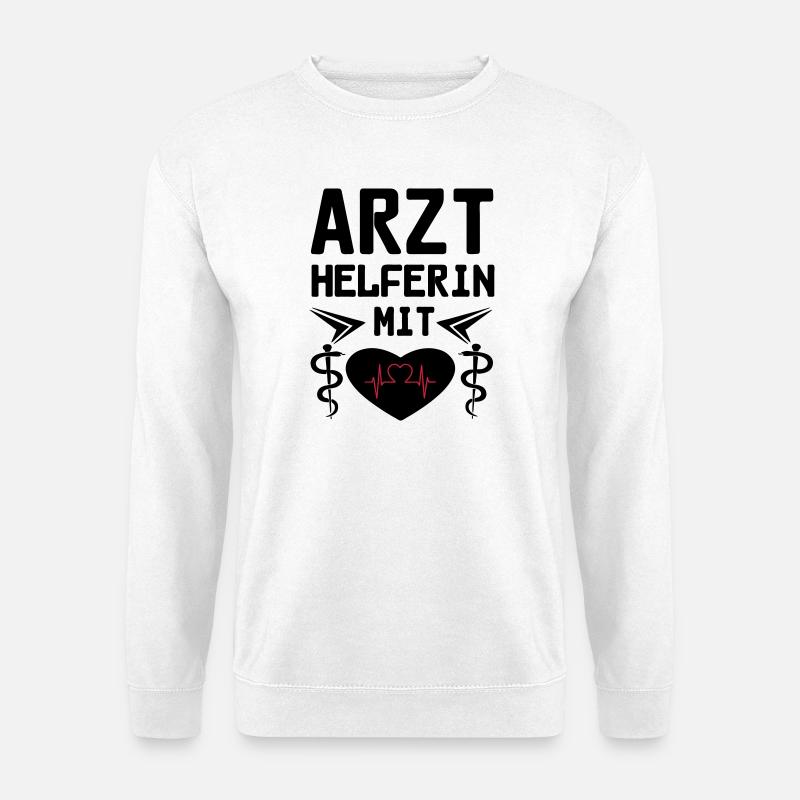 Arzthelferin mit Herz Geschenk - Unisex Pullover - Weiß
