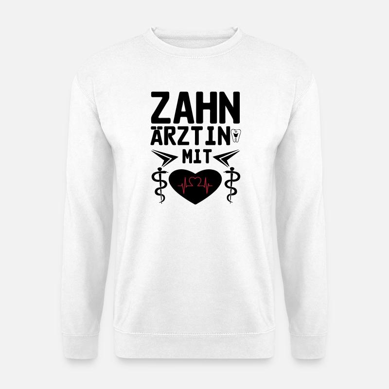Zahnärztin mit Herz Geschenk - Unisex Pullover - Weiß