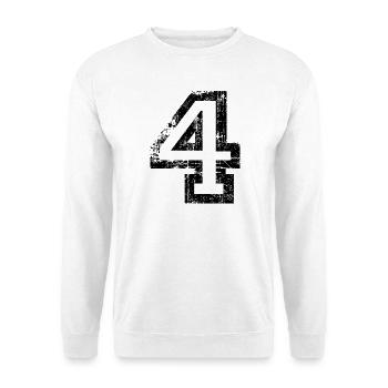 Zahl 4 (Vintage Weiß) 4. Geburtstag Nr. 4 - Unisex Pullover - Weiß - Vorne