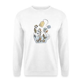 Hygge Tea Cup with Flowers - Unisex Sweatshirt - white - Front