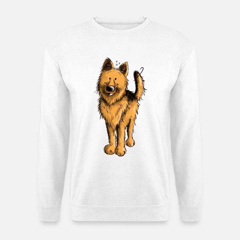 Lustiger Deutscher Schäferhund DSH Hund Comic - Unisex Pullover - Weiß