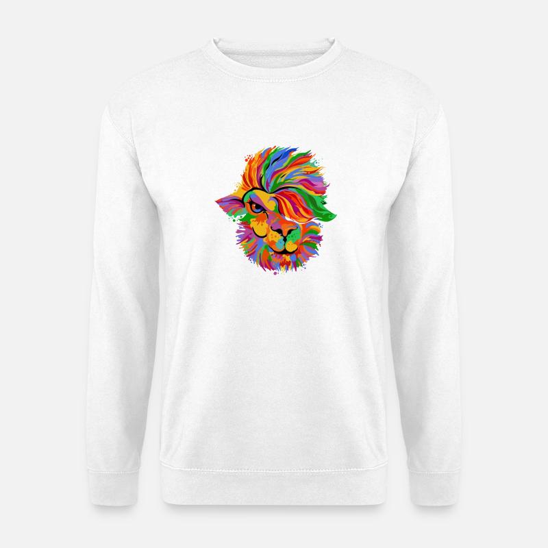 Löwenfarbenes Regenbogengesicht - Unisex Pullover - Weiß
