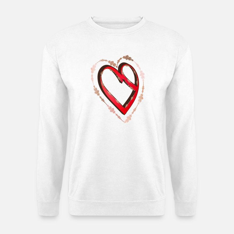 nostalgisches rotes Kalligrafie Herz - Unisex Pullover - Weiß
