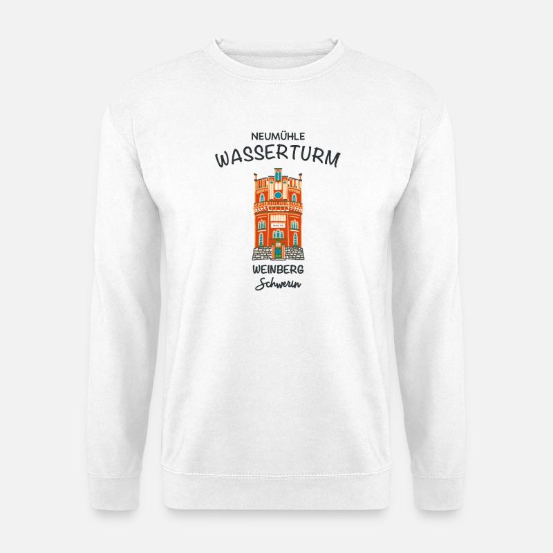 Schwerin, Wasserturm auf dem Weinberg - Unisex Pullover - Weiß
