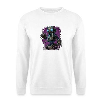 Neon-Dampfroboter im Schrottplatz-Schein - Unisex Pullover - Weiß - Vorne