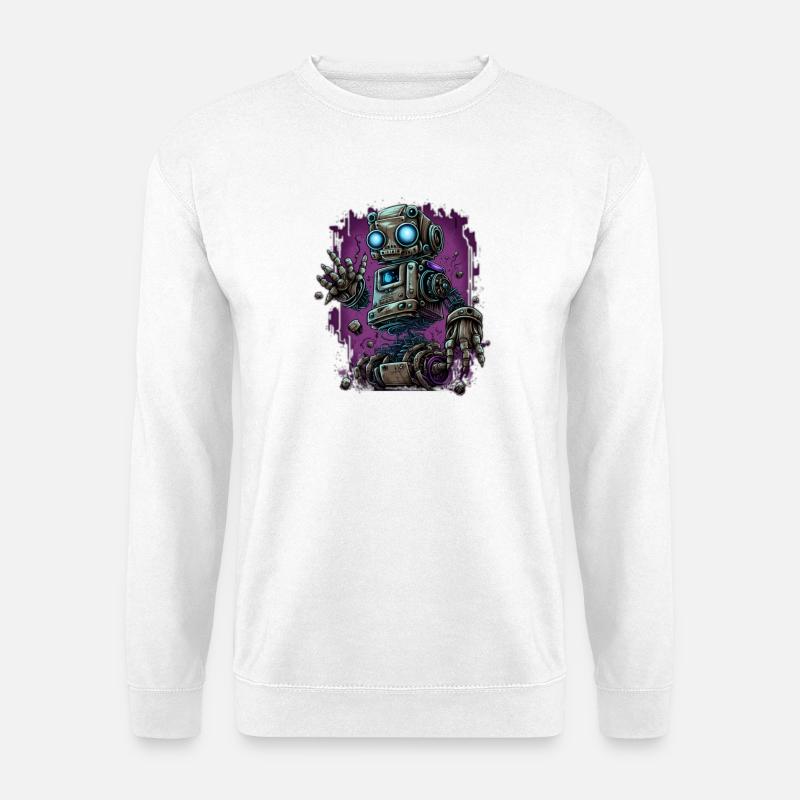 Neon-Dampfroboter im Schrottplatz-Schein - Unisex Pullover - Weiß