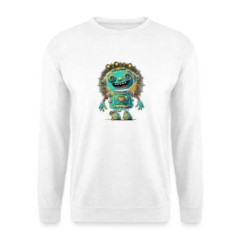 Kawaii Heart Bot Neon Burst - Unisex Pullover - Weiß - Vorne