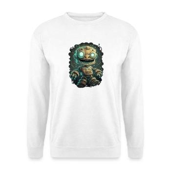 Steampunk Roboter mit leuchtenden Augen - Unisex Pullover - Weiß - Vorne