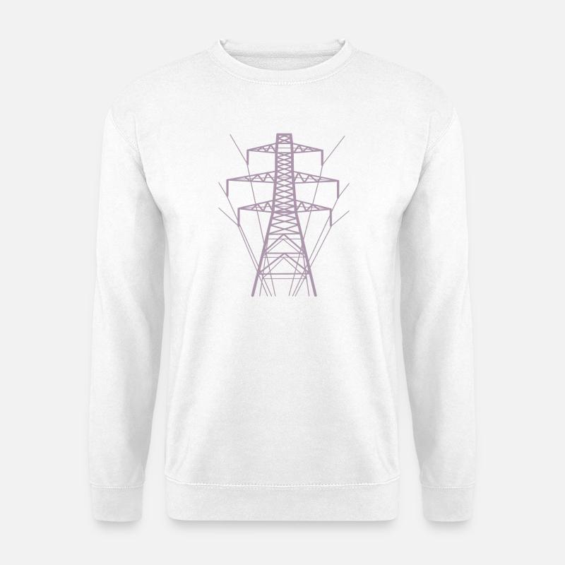 Weiße Strommast-Silhouette - Unisex Pullover - Weiß
