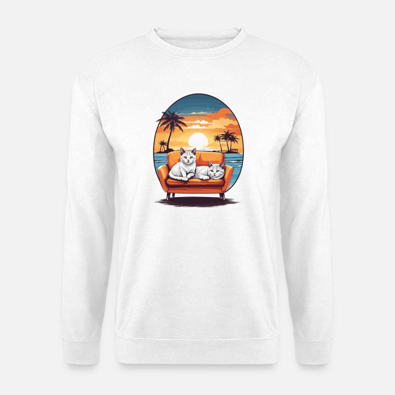 Katzen auf Sofa - Unisex Pullover - Weiß