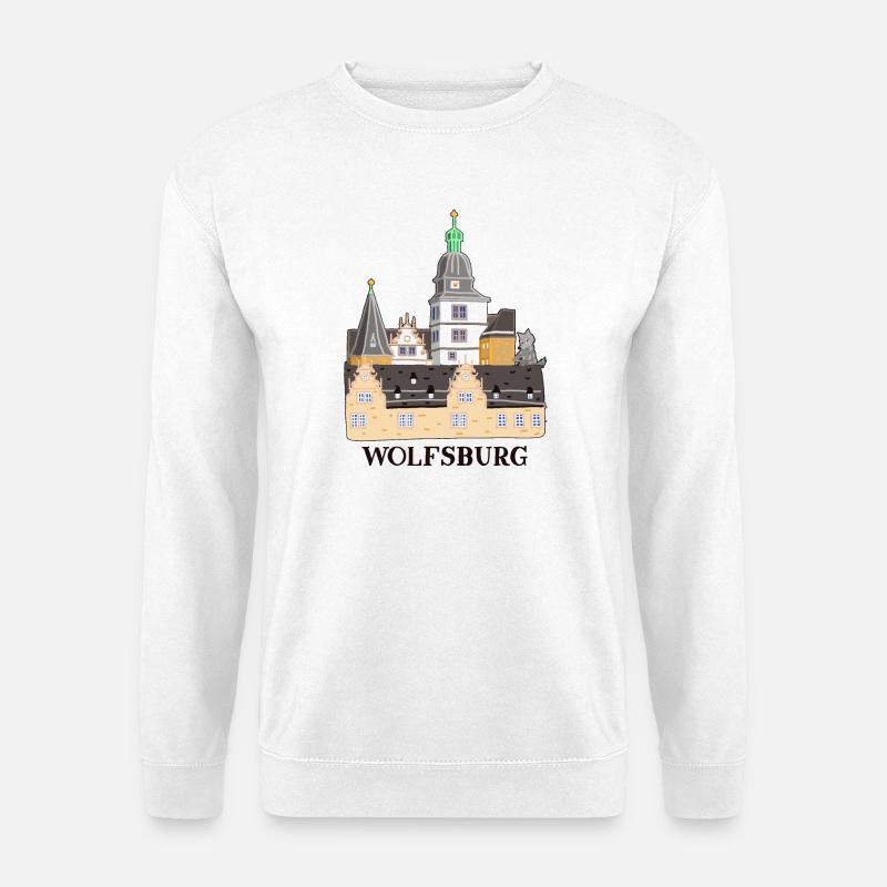 Wolfsburg, Castle, Germany, Hand Drawing - Unisex Sweatshirt - white
