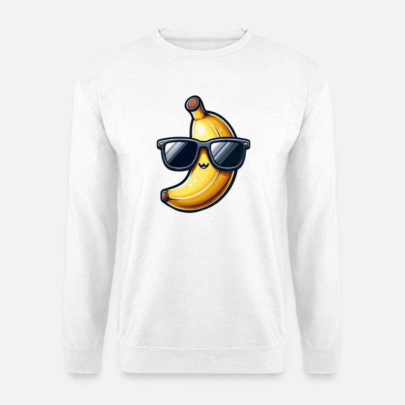 Coole Banane mit Sonnenbrille Design - Unisex Pullover - Weiß