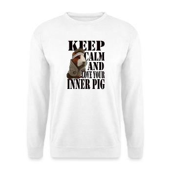 Keep Calm and Love Your Inner Pig - Unisex Pullover - Weiß - Vorne