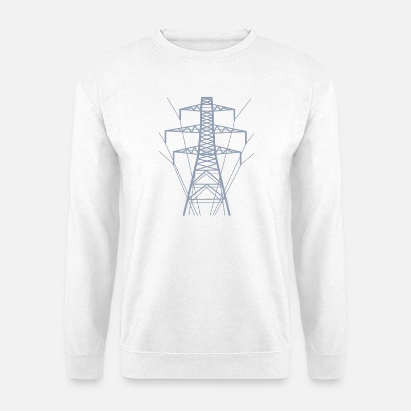 Weiße Strommast-Silhouette - Unisex Pullover - Weiß