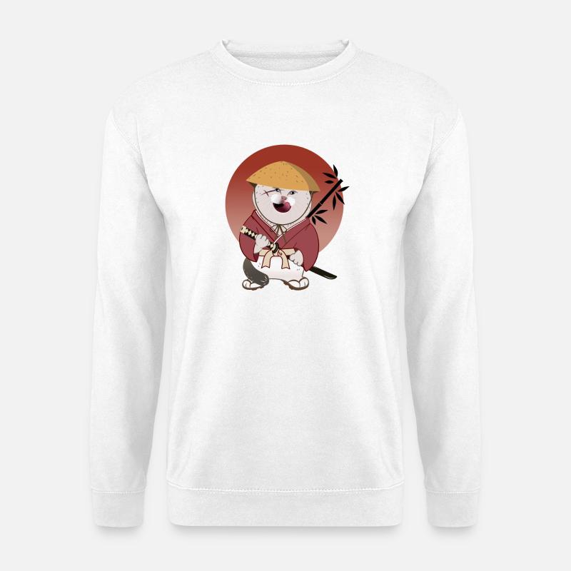 Batosai-Katze mit Strohhut und Narbe - Unisex Pullover - Weiß