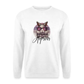 Cooler Osterhase mit Brille hoppel Hase Hopster - Unisex Pullover - Weiß - Vorne