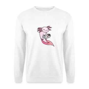 Der rosa Axolotl Gamer - Unisex Pullover - Weiß - Vorne